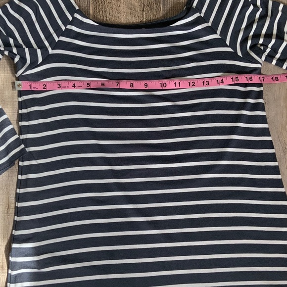 Anthropologie Bailey44 Blue White Striped Jersey Shift Dress Vegan Leather SZ M - Picture 11 of 12